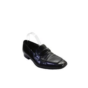 paolo paladino Mens Leather Lined Square Toe Slip On Oxford Shoes Black Size 9.5